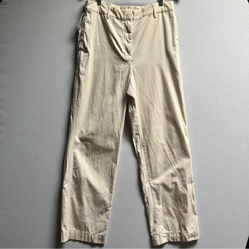 NWT Wilfred Aritzia Sequoia 100% Cotton High Waisted Straight Leg Pants Cream 12